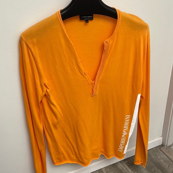 Vintage1990s Emporio Armani deep v cotton knit pullover M